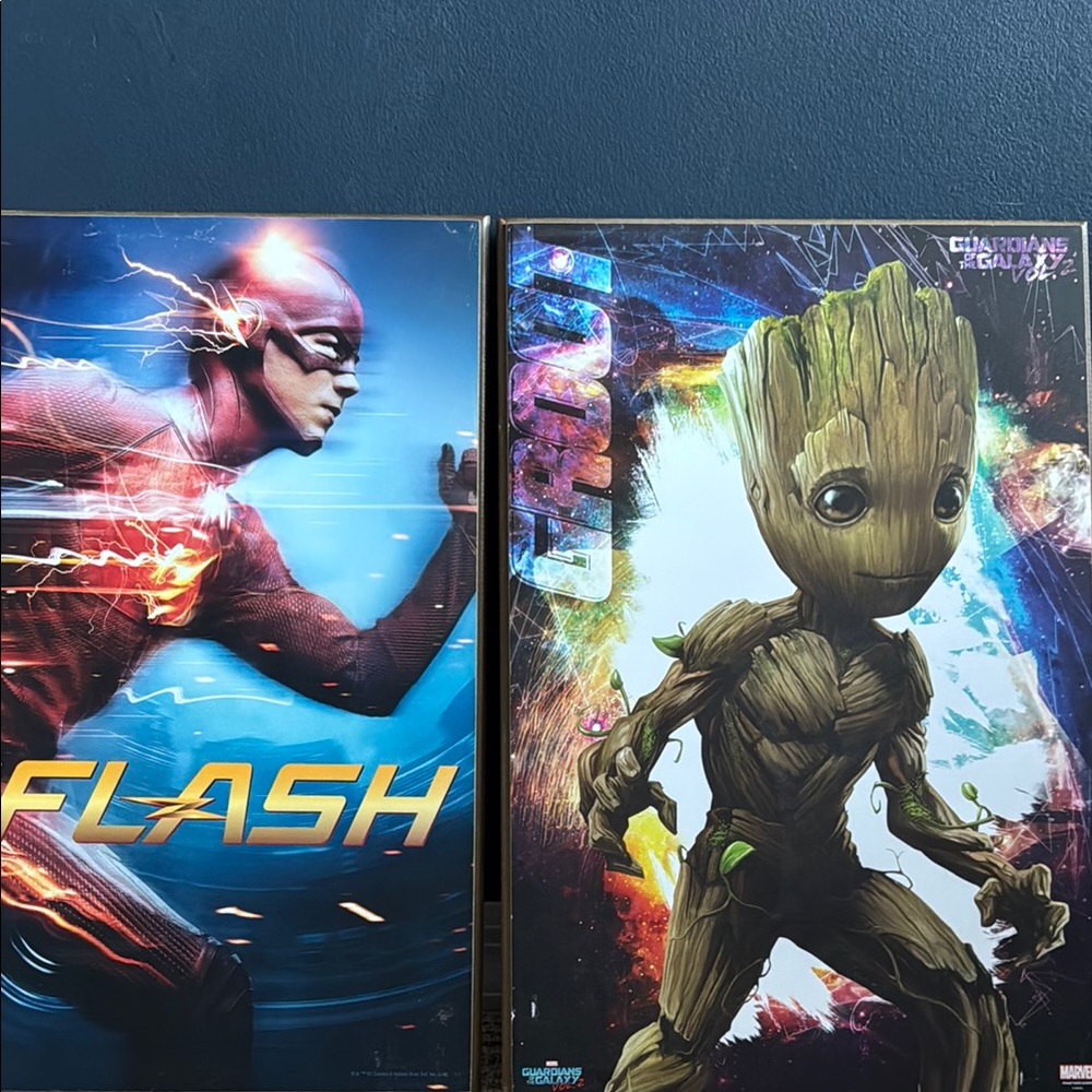 Hobby Lobby Flash and Groot Art Prints - Red, Blue, Green